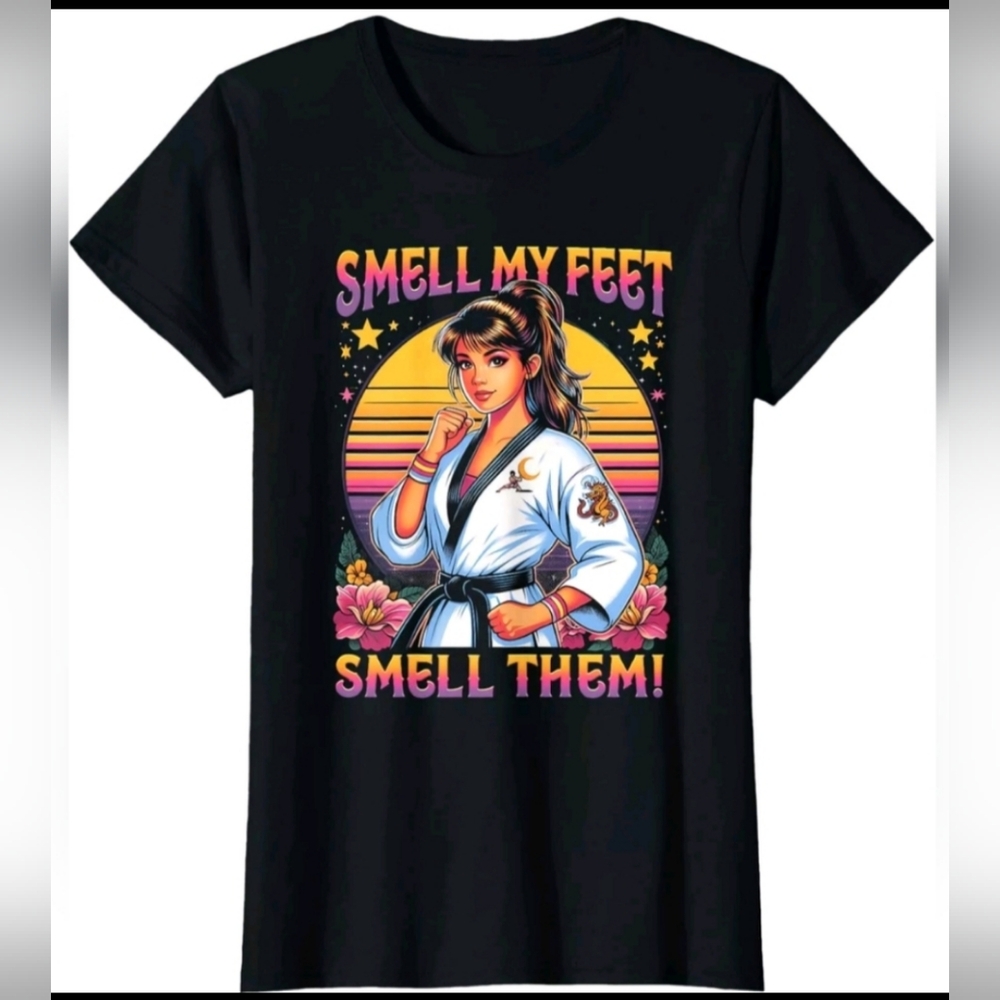 Funny Smell My Feet Takwando Medium Size T-shirt